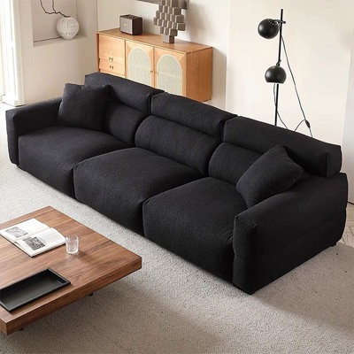 Canapé-lit modulaire en velours noir avec coussins