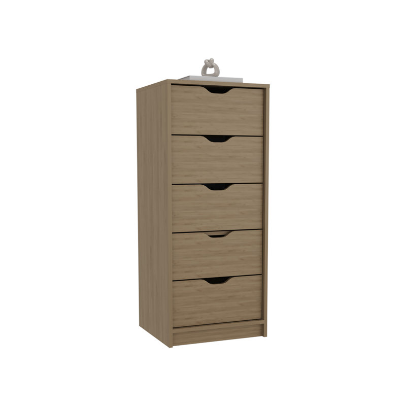 Commode mince à 5 tiroirs pour petits espaces - Commode en bois d'ingénierie moderne, beige