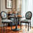  French Dining Chairs Set Of 2,french Country Dining Chairs,black Wood Legs,classical Floral & Bird Motifs On Round Linen Back,for Kitchen, Morandi Green-1700260140