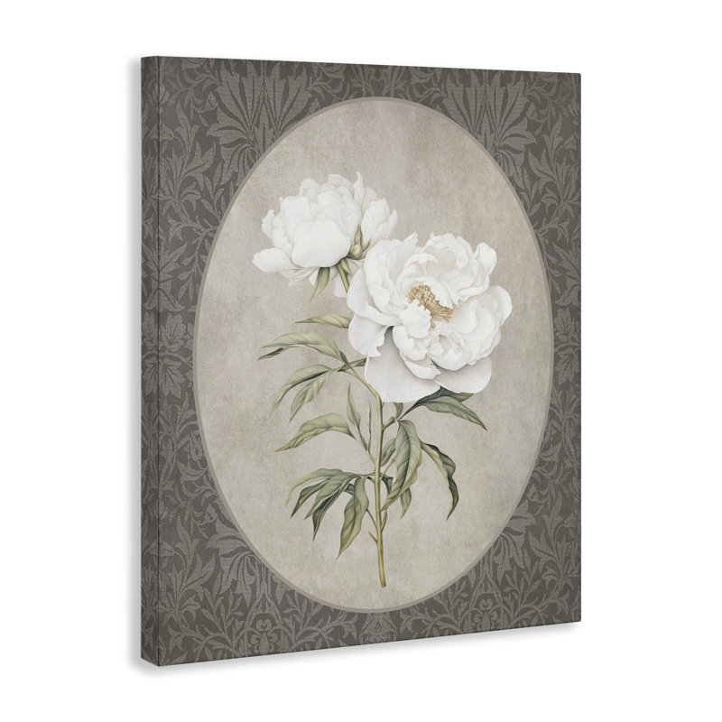 Duo de roses blanches sur toile ovale, conception par lettres et doublure, H 30 po x l 24 po