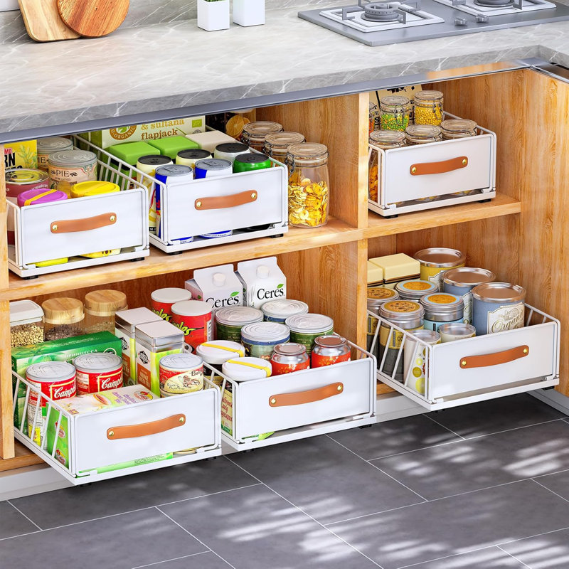 Pull Out Cabinet Storage Box, White