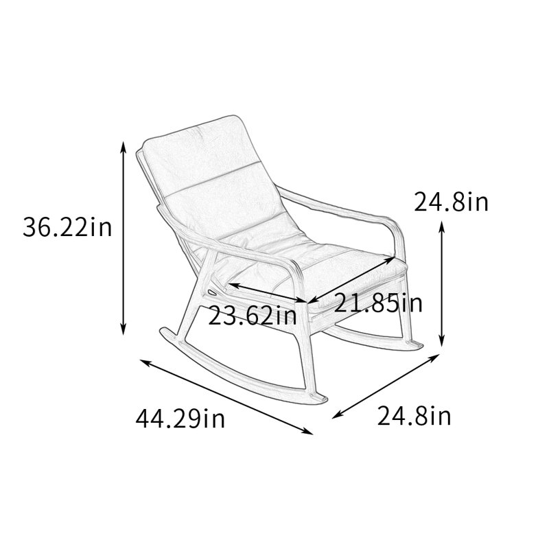 Chaise berçante en similicuir avec coussin amovible