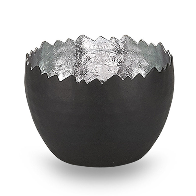 Amalfi Metal Decorative Bowl, 3.5" H x 5.3" W x 5.3" D, Silver