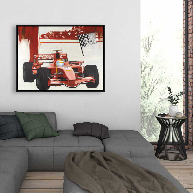 Formule 1 Car Canvas - Red Framed Man Cave Home Decor