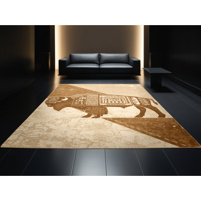 Tapis brun rustique lavable à la machine Flemington