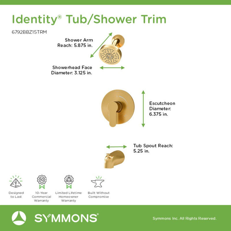 Identity HydroMersion Single Handle Tub & Shower Faucet, Bronze