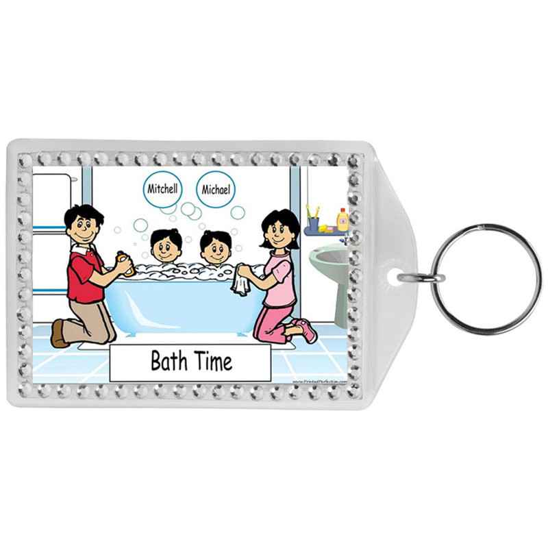 Personalized Name That Toon Tub Time 2 boys Rhinestone Bordered Key Chain, Yes
