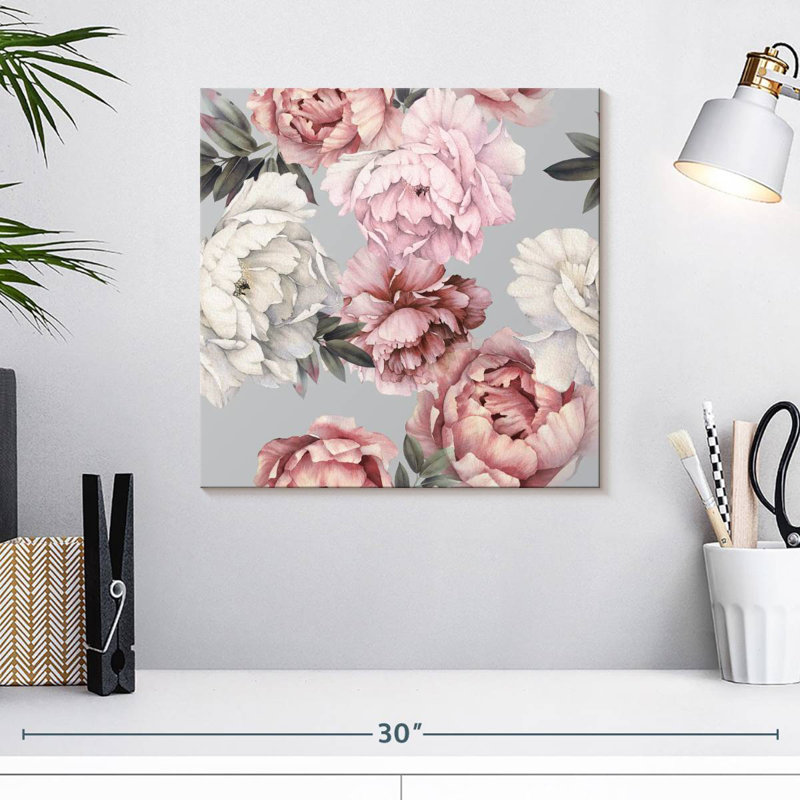 Motif de pivoines rétro