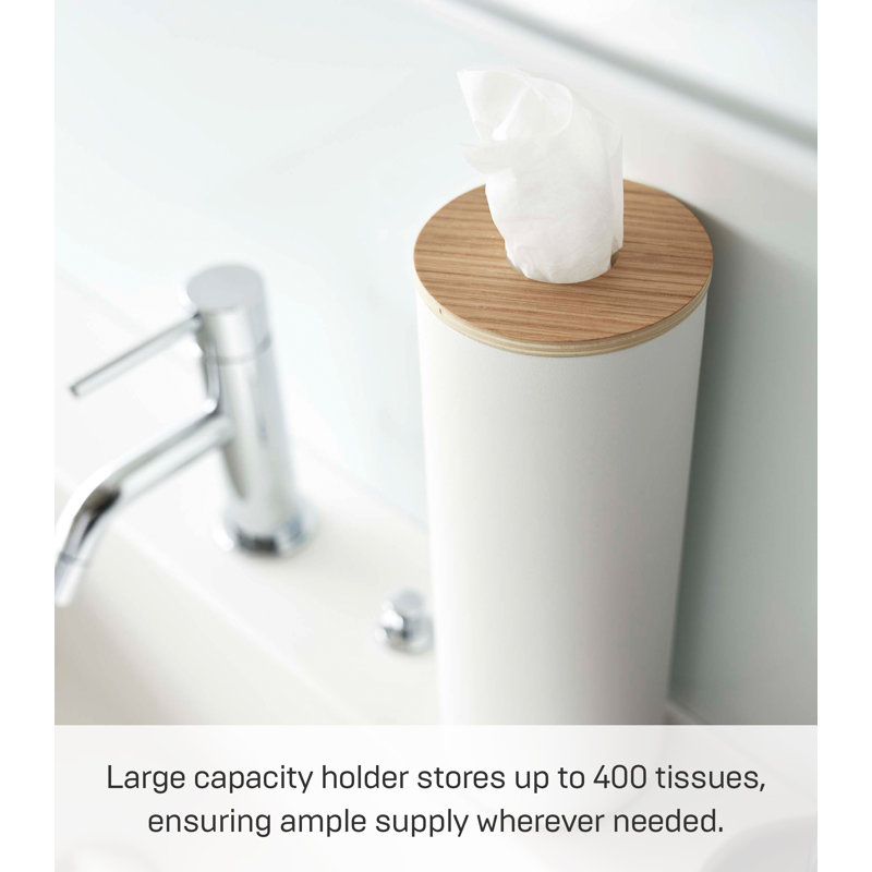 Ash Steel and Wood Round Tissue Holder Case
