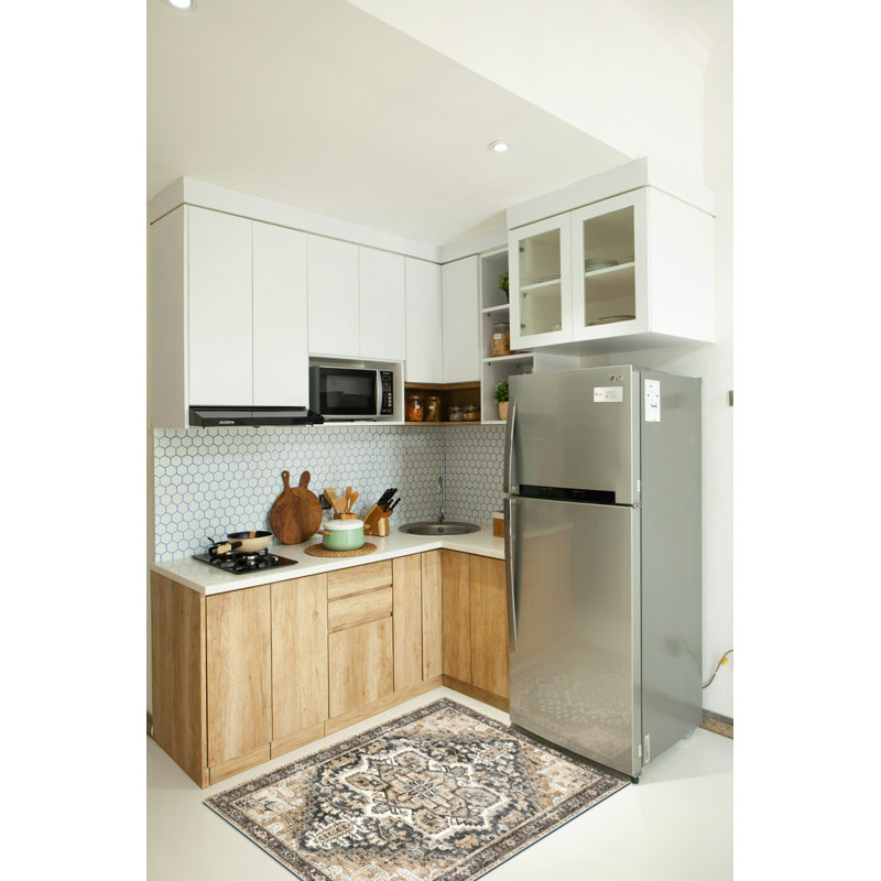 Sarah Black Cushioned Kitchen Mat, Rectangle  3' x 5'