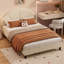 Velvet Kids Bed Frame with Fan-Shaped Upholstered Headboard-1484449952-1484449958