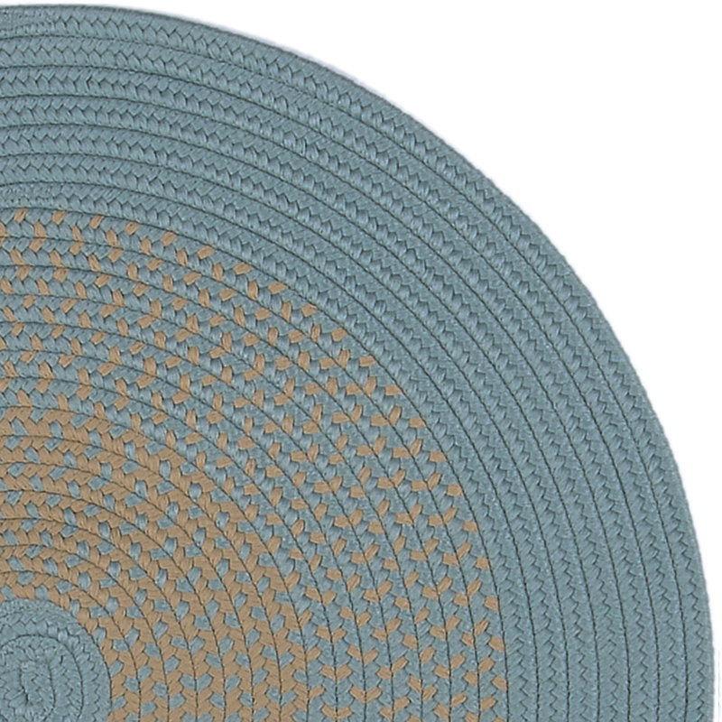 Bleu tressé à la main divine/Ivoire Tapis décoratif, Rond 4 pi
