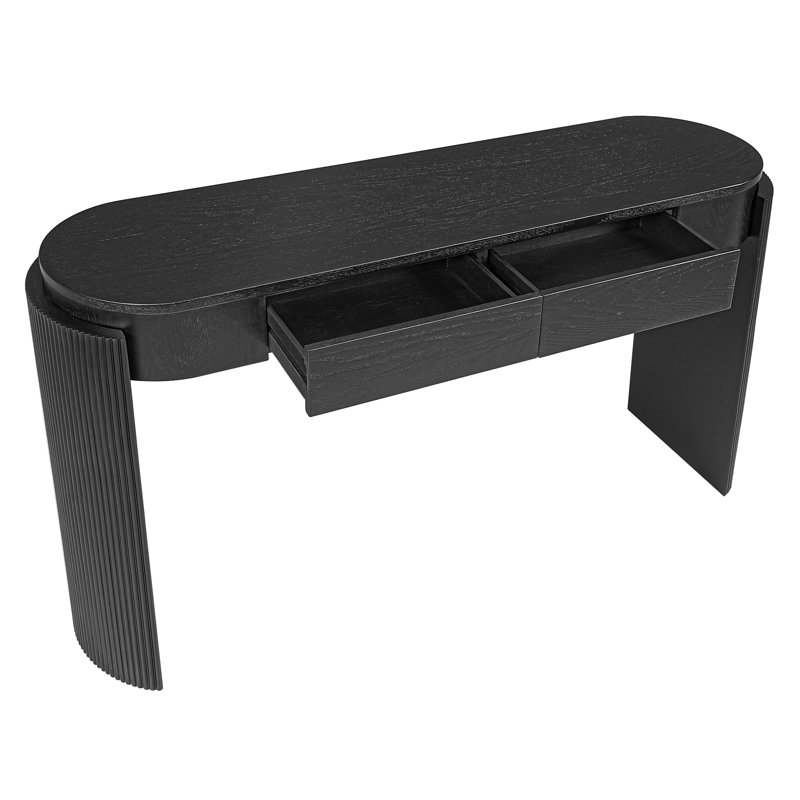 Table d'entrée avec finition grain de bois naturel, Noir