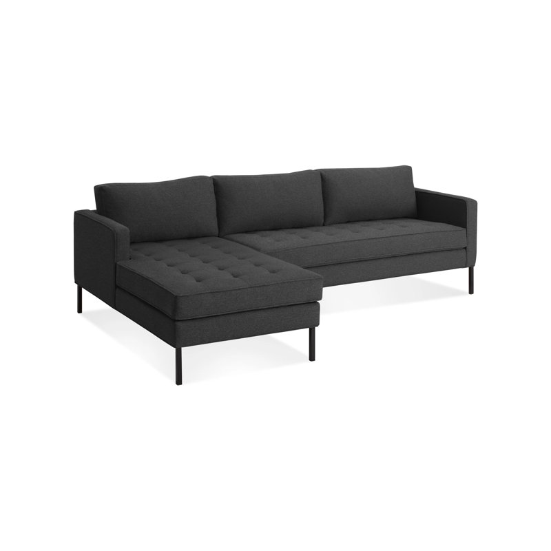 Paramount Chaise Sectional, Left Hand Facing, Black, Sanford Ceramic Crossweave