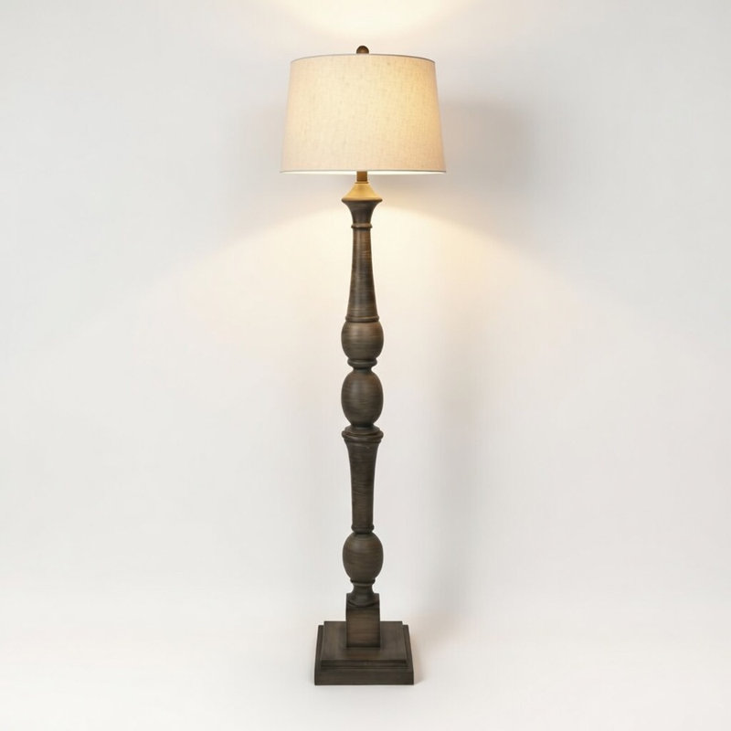 Lampe sur pied Ahsaad, Beige, Gris