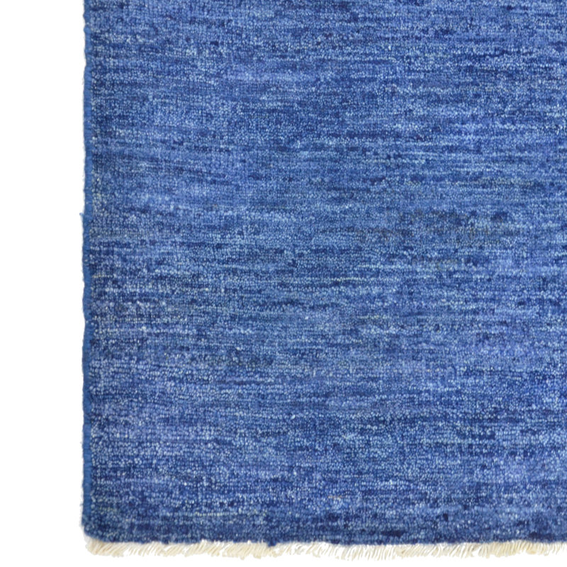 Distressed Solid Wool Area Rug - 9' x 12', Blue