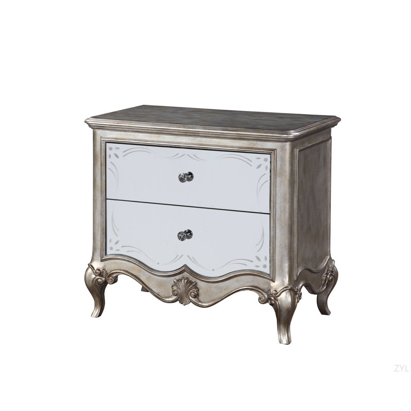 Table de chevet antique finition champagne