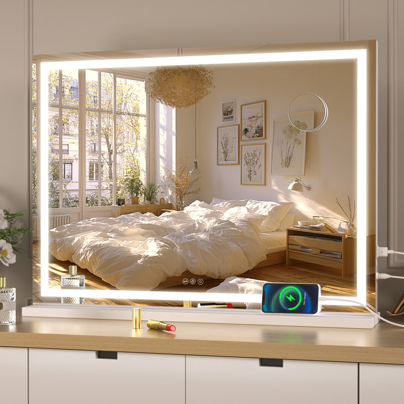 Brodowsky LED Bathroom & Vanity Mirrors, Dimmable Vanity Mirror with 1-Year Warranty, 32" x 22", White