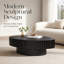 Table basse moderne ovale noire de 43,7 po avec base piédestal robuste pour le salon-1544132725