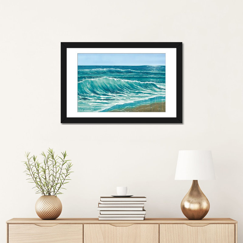 Forever Waves - Reproduction d'art mural - Papier d'art encadré, 24" x 16", Framed Paper, Black