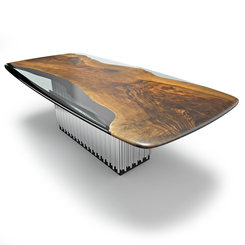 Camenta Walnut Metal Base Dining Table, 29.5" H x 48" W x 108.3" L