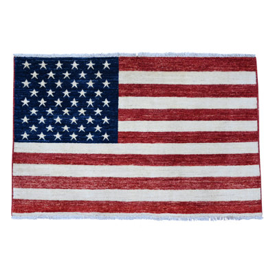 Tapis oriental rouge en laine noué à la main 2 pi 6 po x 4 pi 0 po - MOA10289805