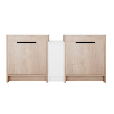 Freestanding Bathroom Vanity With Ceramic Sink And Storage Cabinets
