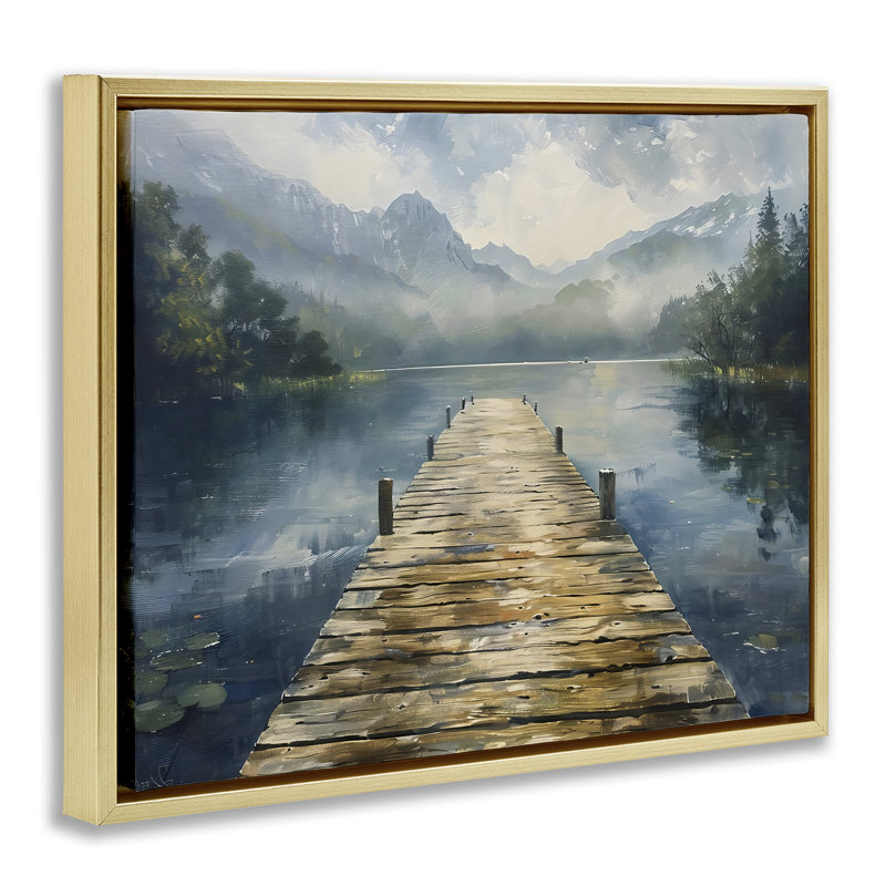 Cadre flottant en bois au-dessus d'un lac, design par LSR Creative Studio, H 17 po x l 21 po, Cadre flottant métallique doré