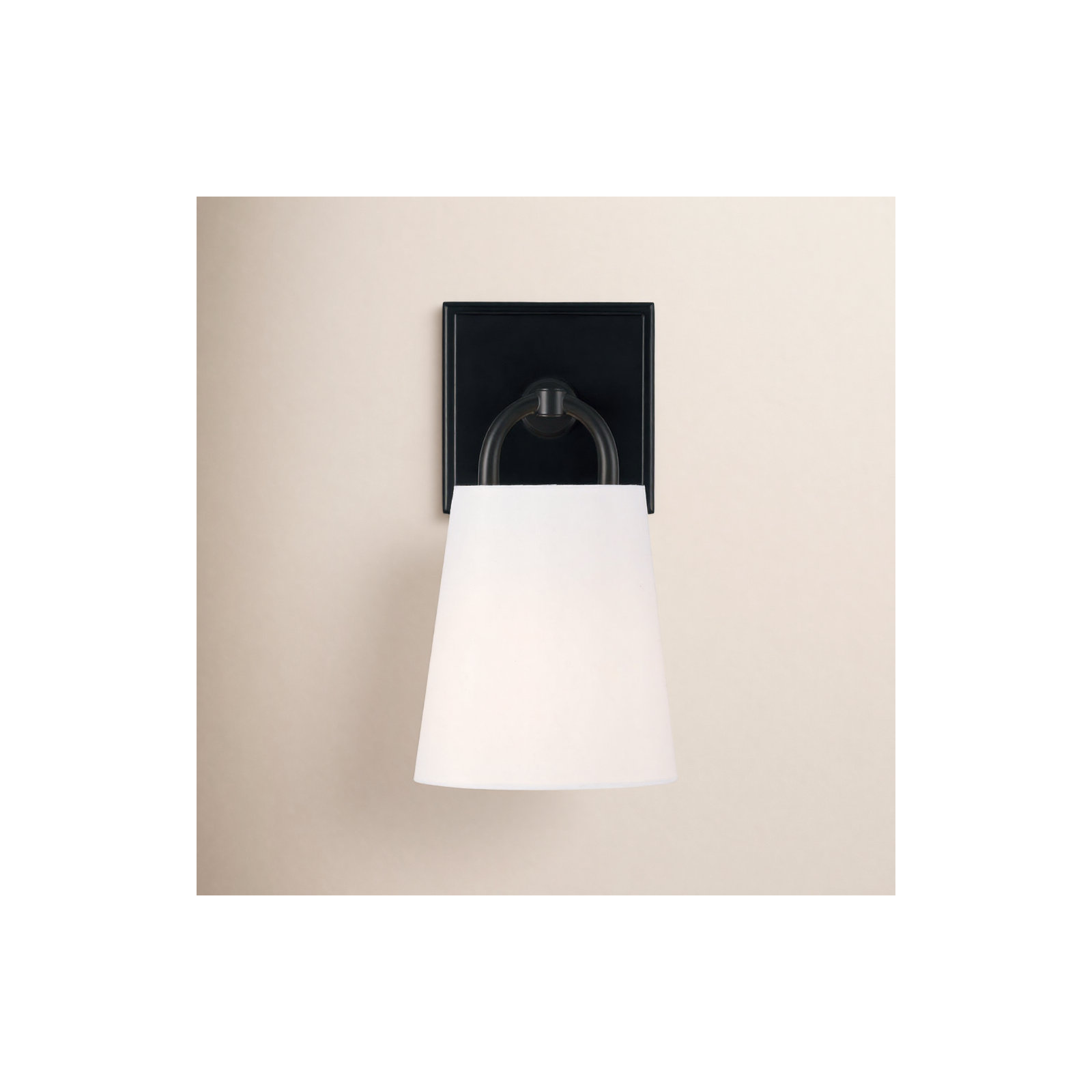 Single Light Dimmable Armed Sconce, Matte Black