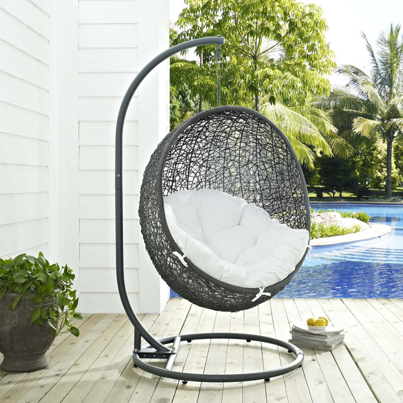 Chaise suspendue d'extérieur avec support Hide de Modway, Gris blanc