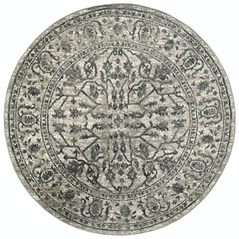 Tapis gris anthracite Calam, Rond 7 pi 10 po