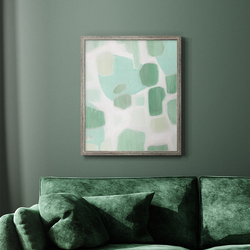 River Shapes II - Toile encadrée de qualité supérieure - prête à être accrochée, Gris, H 24 po x l 20 po