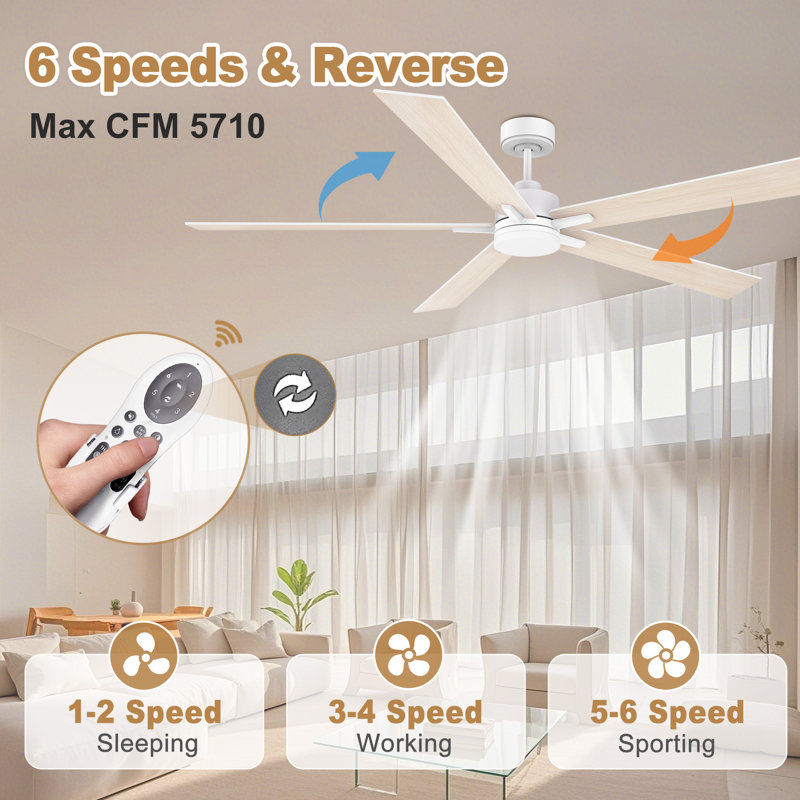 Ventilateur de plafond moderne à 5 pales avec lumières, télécommande et contrôle Alexa, moteur à courant continu silencieux, à intensité variable, intérieur extérieur