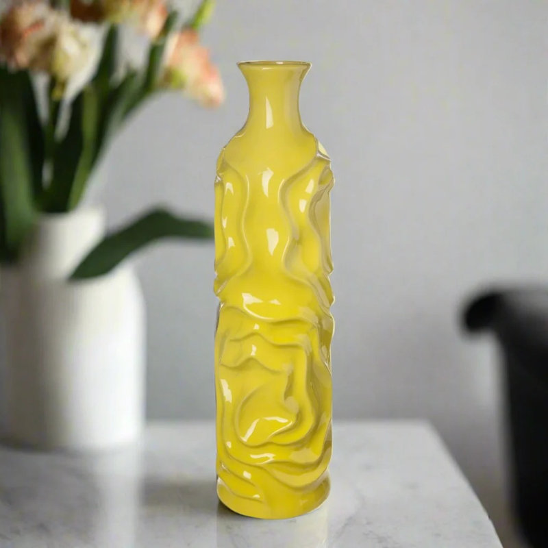 Table Vase, 19.5" H x 5.25" W x 5.25" D, Yellow