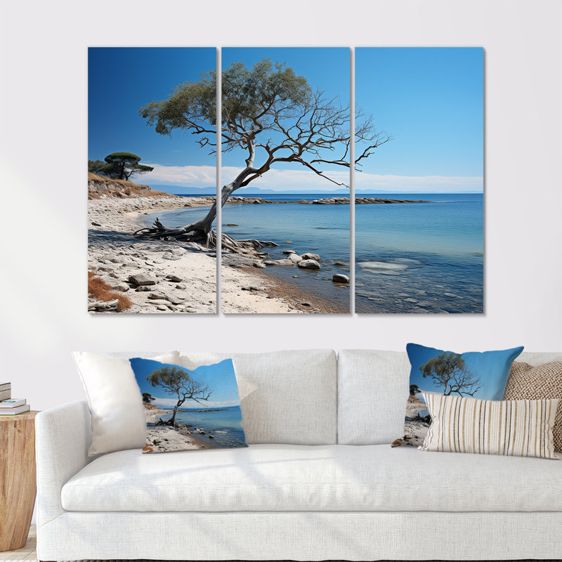 Monochromes bleu et gris, paysage cubain, ensemble d'art sur toile, Cuba, Toile tendue, H 28 po x l 36 po x P 1 po