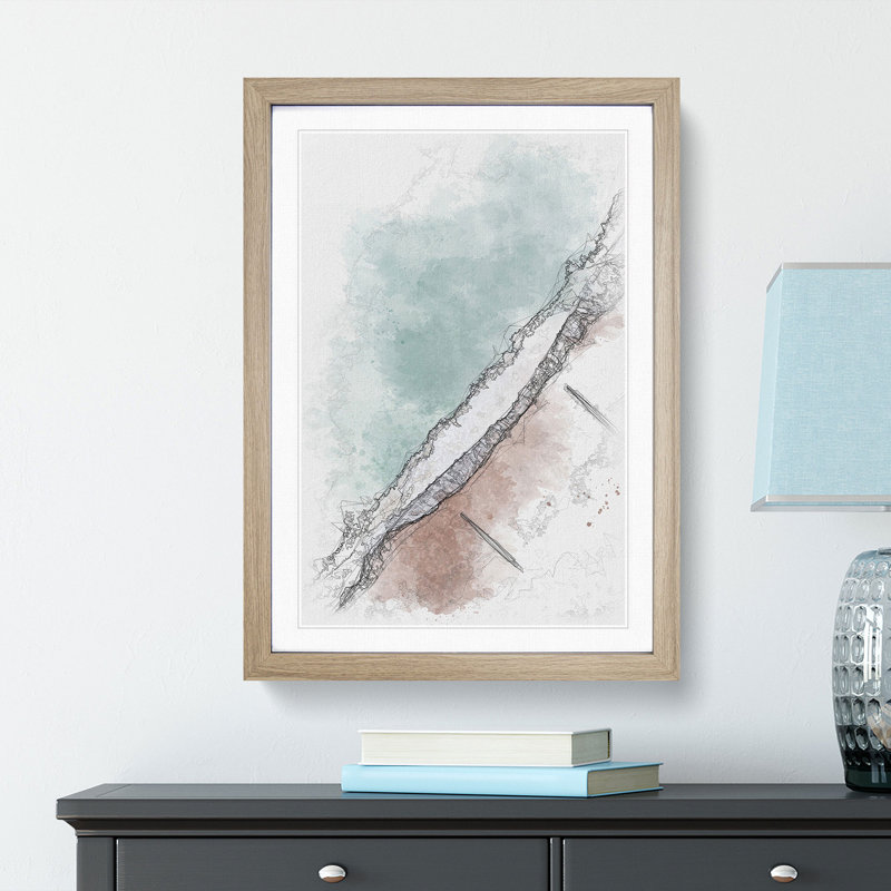 View of Brighton Beach - Picture Frame Painting Print, 33cm H x 24cm W x 2cm D, Oak Framed