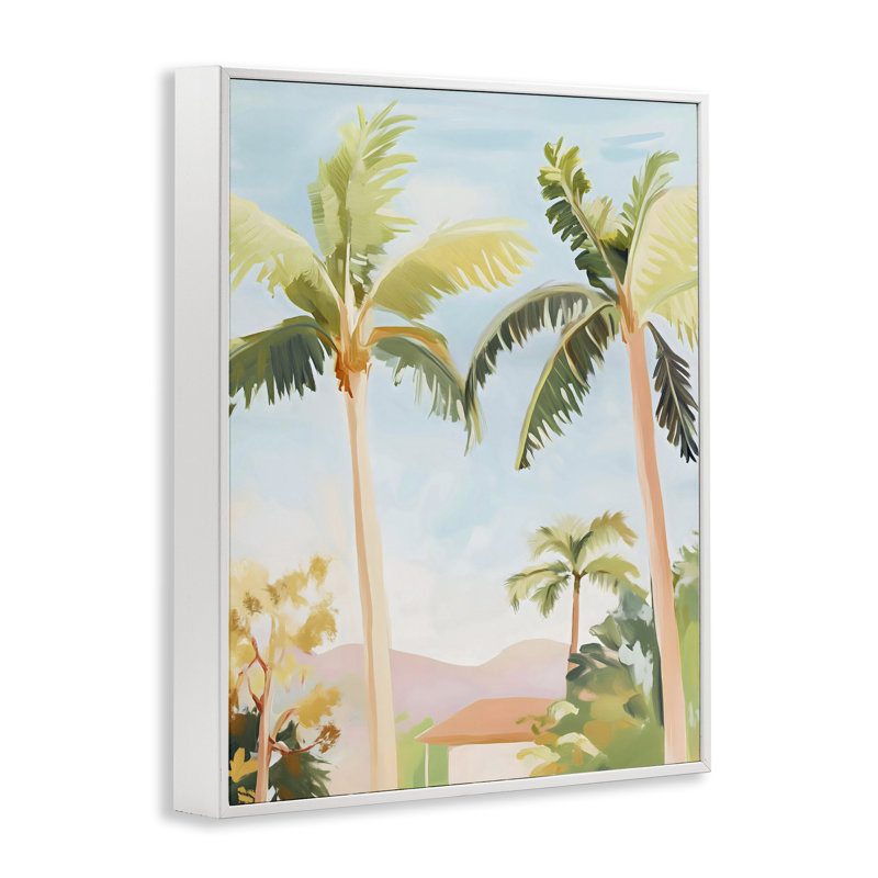 Giclée encadrée «Rising Above Tropical Palms», conception par The Prints Vibe, 14 x 11, Coastal White Giclee Framed