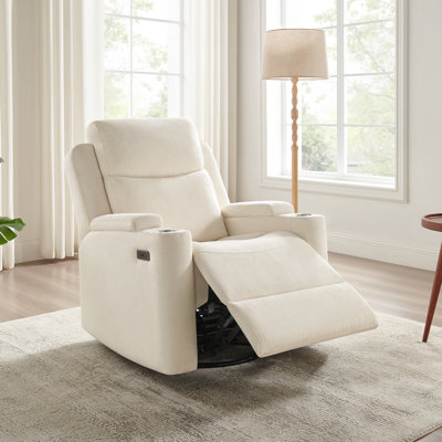 Fauteuil inclinable électrique avec fauteuil berçant, oscillant et pivotant, porte-gobelets intégrés