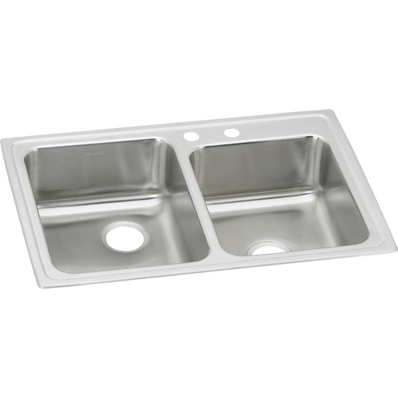 Lustertone 33" L x 22" W Double Basin Drop-In Kitchen Sink, 2 hole
