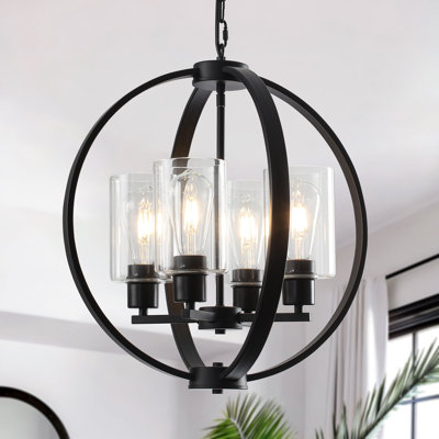 Lustre de style campagnard à 4 lumières à intensité variable