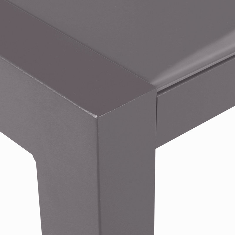 Table de salle à manger d'extérieur en verre trempé avec structure en aluminium, gris