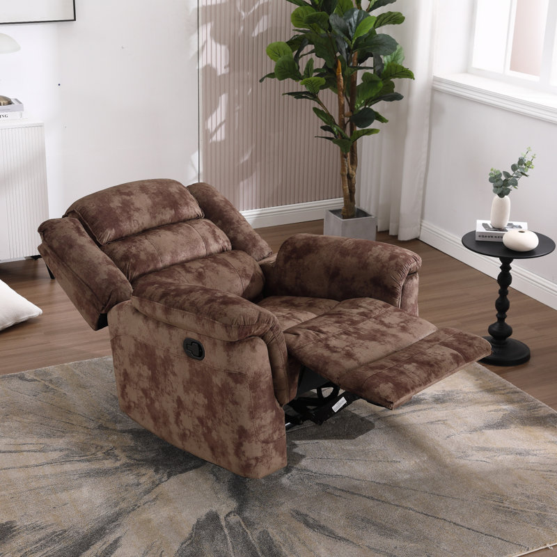 Speers 38.6" Wide Contemporary Overstuffed Microfiber Pillow Top Arms Manual Recliner Chair (Set Of 2), Brown