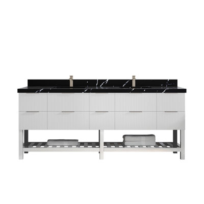Meuble-lavabo double 84 po avec plateau Catalina