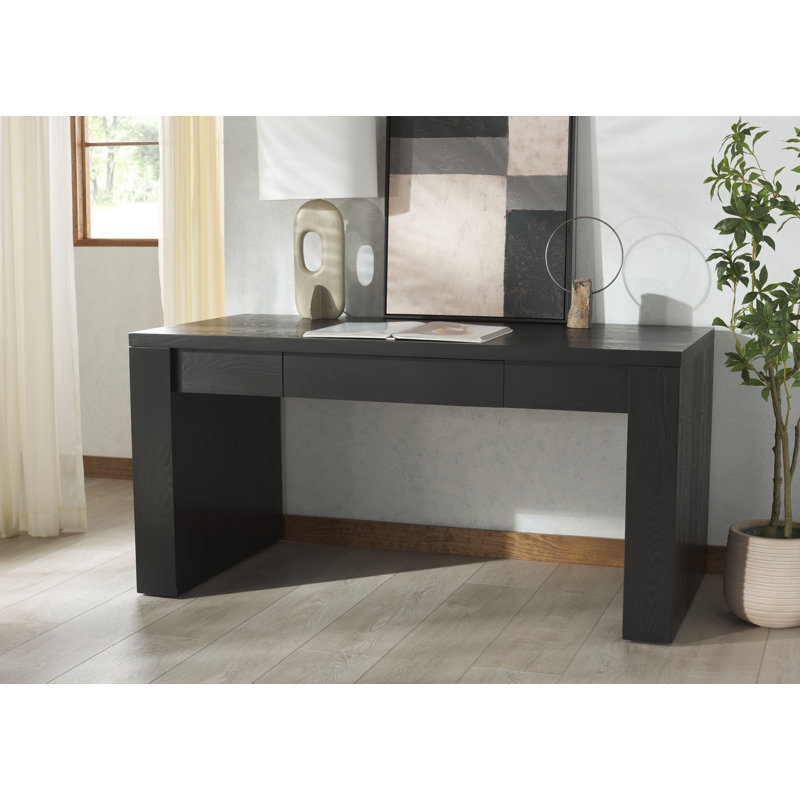 Deborah Solid Wood Writing Desk, Black