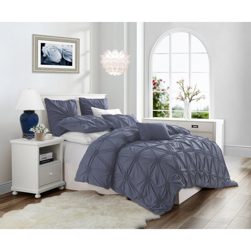 Ensemble de housse de couette en microfibre , Indigo, Housse simple + 1 taie décorative