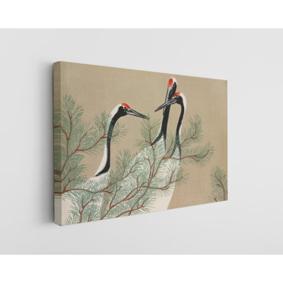 " Cranes From Momoyogusa Flowers Of A Hundred Generations - Wrapped Canvas Print "