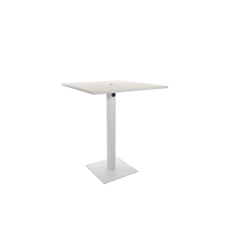 White Aluminum Square Bar Height Table with Umbrella Hole