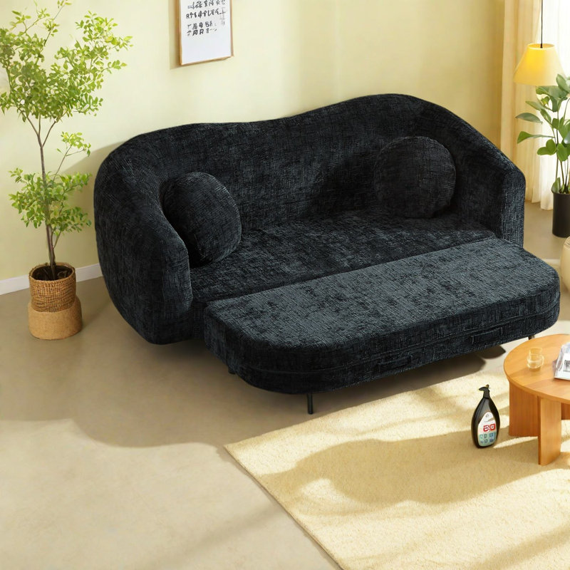 Canapés convertibles à compression, méridienne moderne en chenille de 86 pouces