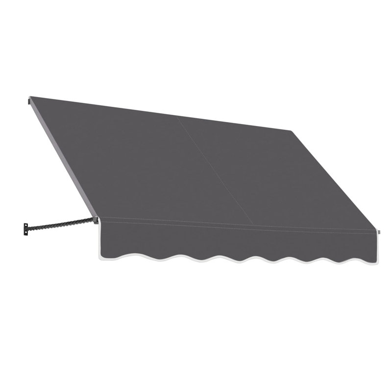 Awntech Santa Fe Acrylic Fabric Fixed Awning with Iron Rope Arms, 44" H x 100.5" W x 24" D, Gunmetal