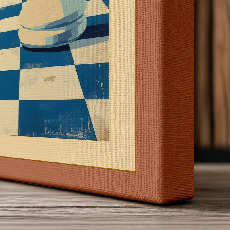 Queen and Pawn Retro - Wrapped Canvas, 18x12 - 45.7 x 30.5 cm, Terracotta Border